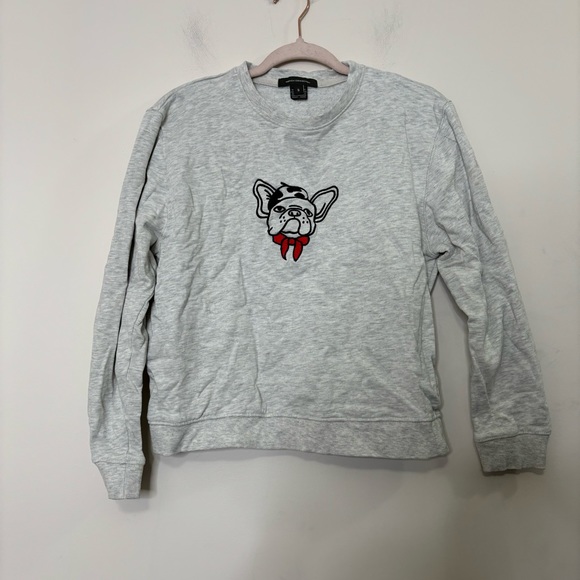 French connection graphic pullover sweatshirt size S frenchie - Picture 1 of 4